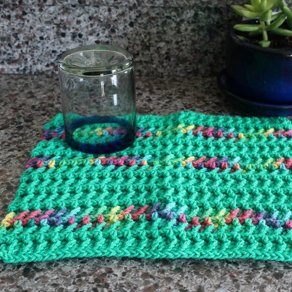 Multicolored Crochet Dish Drying Mats 100% Cotton Kitchen - Picture 11 of 13